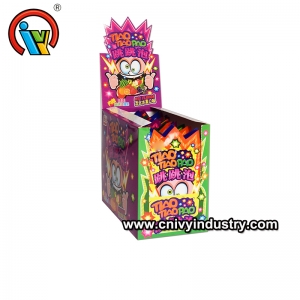 bao bì mới lạ với kẹo cao su bong bóng kẹo popping và một nhãn dán bên trong